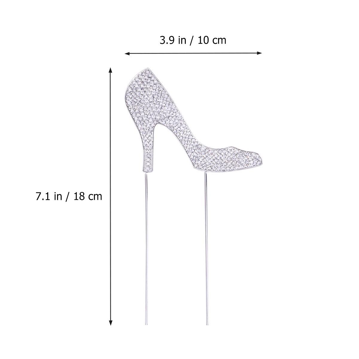 1Pcs High Heel Cake Topper Rose Gold Glitter Alloy Rhinestone Party Decoration Birthday Wedding Cake Pick Cupcake Food Supplies серебряный