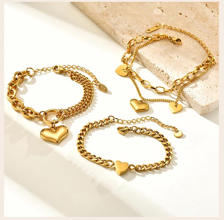 Vintage Roestvrij Staal Dikke Ketting Liefde Hart Bedels Armband Voor Vrouwen Meisjes Cadeau Waterdichte Sieraden