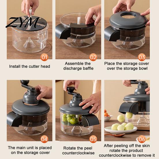 Safe Material Peeling Gadget Hand-cranked Fruit Peeler Machine, Stainless Steel Five-blade Design, Manual Batch Machine Skin Remover Tool for