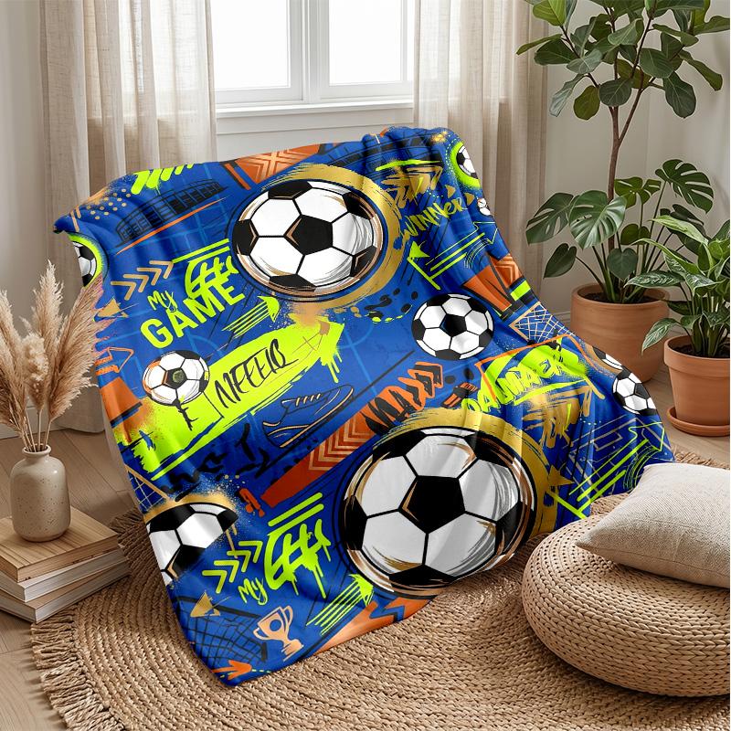 Soccer Ball Galaxy Theme Blanket Lightweight Warm Flannel Blanket Decorative Throw Blanket for Home Decoration
