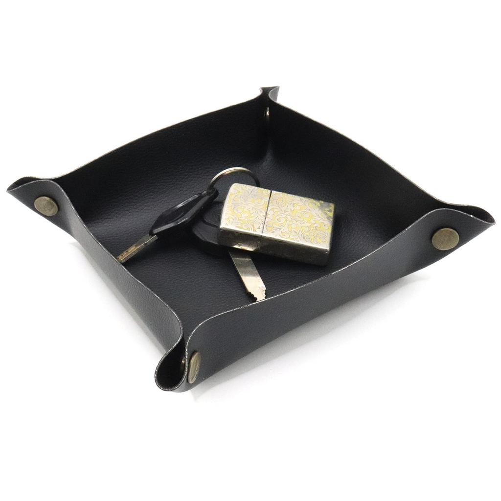 Tray Leather Nightstand Jewelry Tray Desktop Holder Box Leather Snap Tray Sundries Box for Dice Phone Sunglasses Catch All Trays