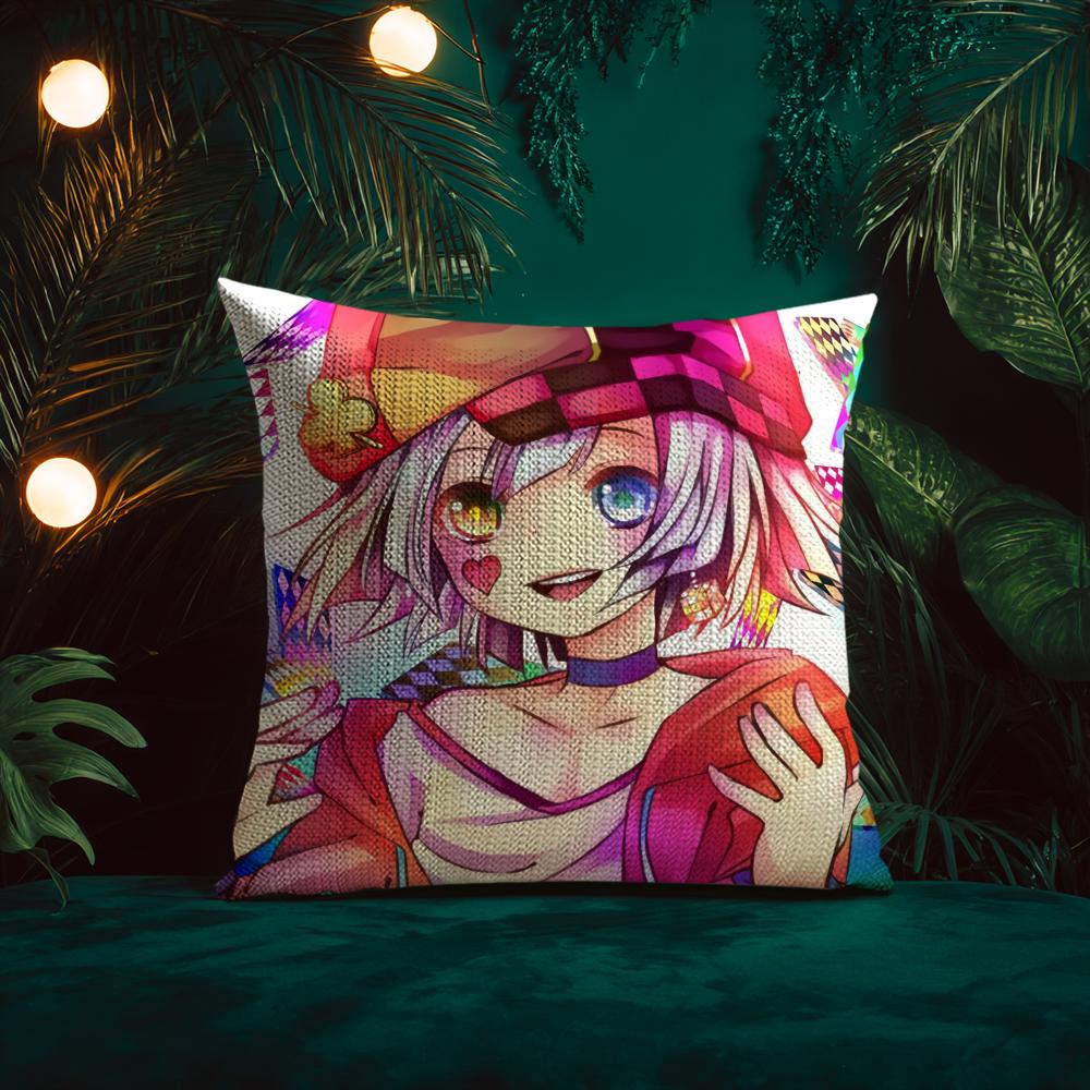 Anime Beautiful-No Game No Life-Cartoon Cushion Cover Silky Elegant Comfort Sofa Bed Invisible Zipper Beach Pillowcase