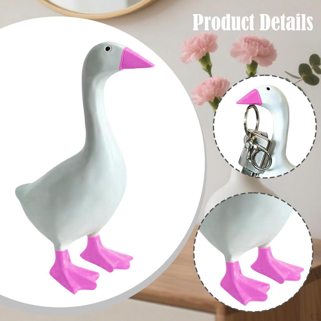 Duck Sculpture Key Holder Stable Base Lovely Crafts Desktop Decoration Resin Ornament for Porch