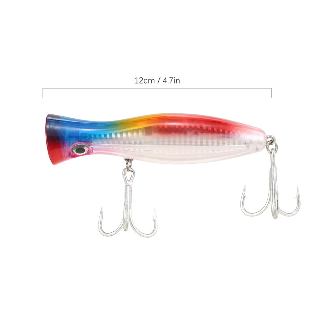 12cm / 45g Large Popper Lure Artificial Seal Lure 3D Eyes Hard Popper Fishing Lure with Hooks and Ring for Saltwater Freshwater