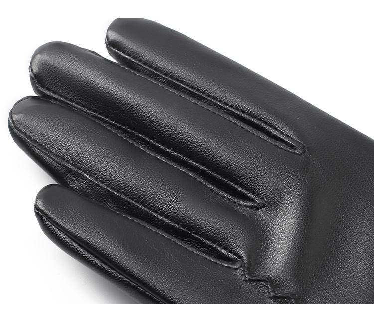 Hengyuanxiang Gloves for Women, Autumn and Winter, with Double Plush Lining for Warmth and High Elasticity Leather Wrist Gloves