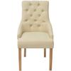 Chaises de salle à manger - VIDAXL - Lot de 4 - Avec accoudoirs - Crème Tissu