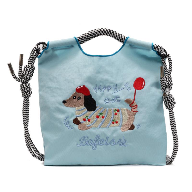 Embroidery cute dachshund dog bucket bag women's new mobile phone bag versatile commuter shoulder messenger bag