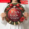 2D Flat, 1pc "Jesus Is the Reason for the Season" Round Aluminum Sign, Holiday Farmhouse Decor, Durable Door and Wall Art, Suitable for Home, Bar