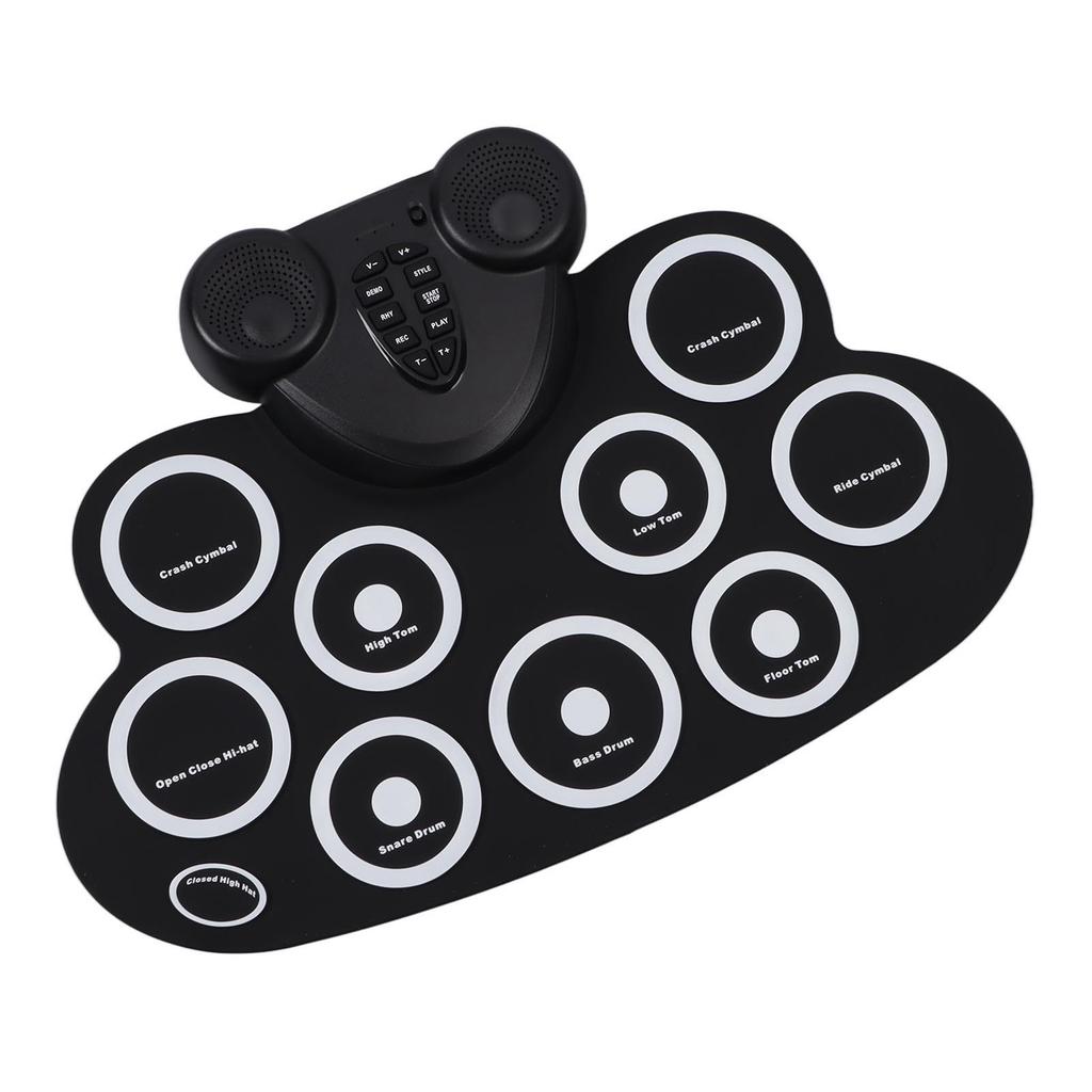 Elektronisches Roll-Up-Schlagzeug Doppelhorn Wiederaufladbar Faltbares Elektrisches Übungsschlagzeug für Kinder