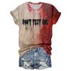 Women's Casual Round Neck Halloween Print Short Sleeve T-Shirt Top