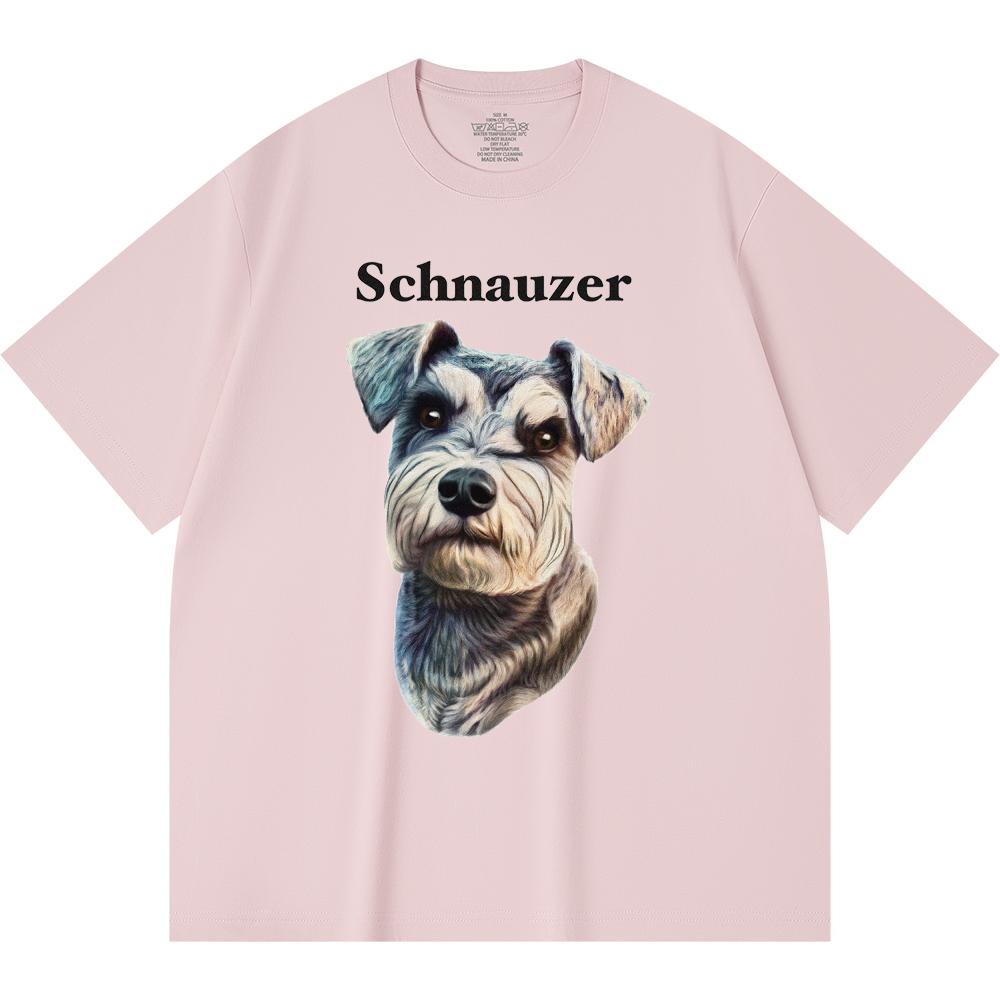 

Футболка из 100% хлопка плотностью 230 г/м2 с принтом шнауцера, забавная футболка из чесаного хлопка в стиле Харадзюку 2XL розовый