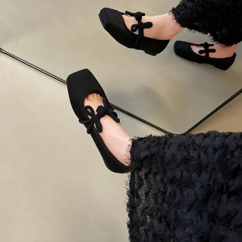 Fashion Elegant Woman Shoes Hot Sale Slip on Shallow Women's Loafers Outdoor Dress Flats Women Square Toe Weave Soft Bottom Ladies Shoes