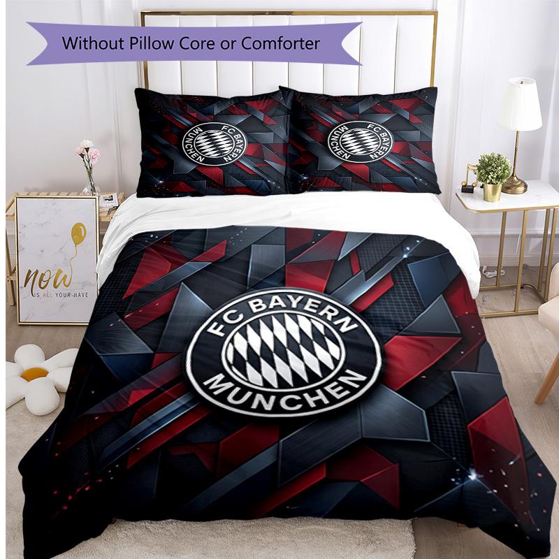 Bayern Munich Pattern Printed 3PCS Bedding Set Soft Skin-Friendly Washable Duvet Cover & Pillowcases Set All Season Bedroom