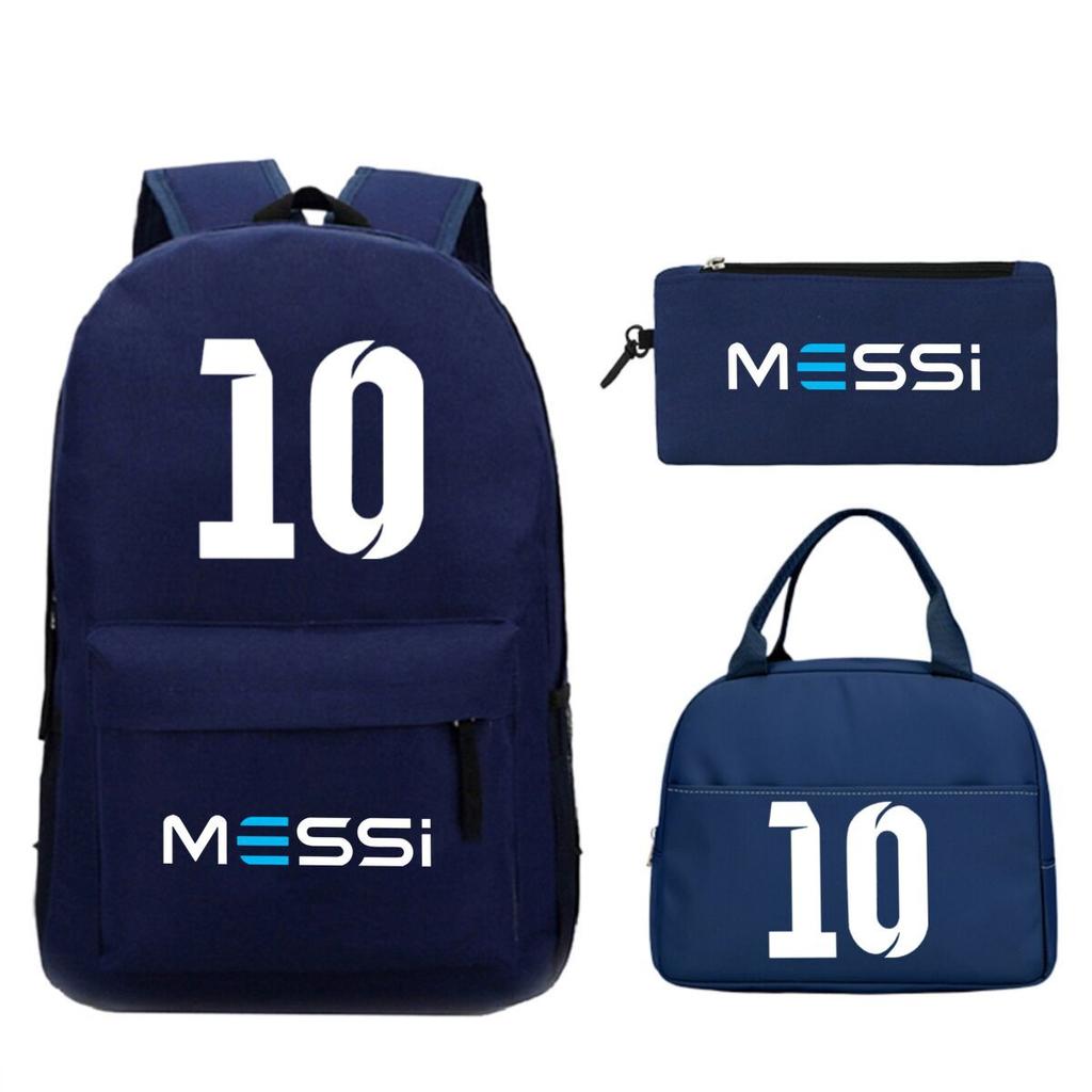 Football Star Peripheral Printed Backpack, Primary And Secondary School Children'S Three-Piece Simple Schoolbag