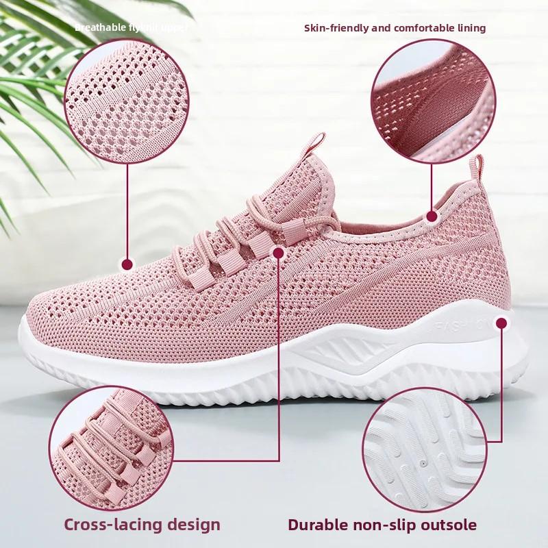 Women's Summer New Lightweight Soft Bottom Running Shoes Customizable Single Shoes Mesh Upper Casual Sports Sneakers