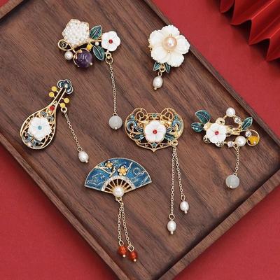 Ancient-style Brooches Elegant Pearl Pins Cheongsam Lapels Hanfu Accessories, Corsages