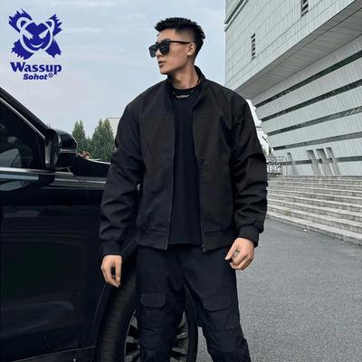 Wassup Sohot Men's American Style Stand-Collar Flight Jacket