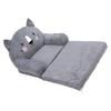 Toddler Chair Gray Cartoon Style Foldable Wide Handle Stable Backrest Breathable Baby Sofa for Home