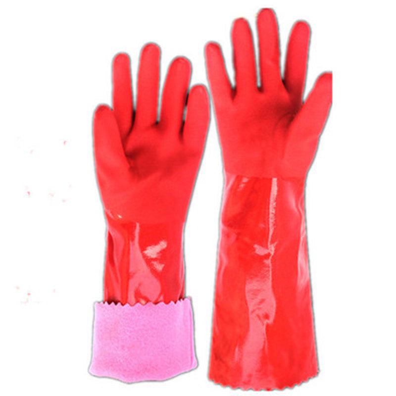USAN HOME Thickened Waterproof Non-Slip Fleece-Lined Latex Gloves
