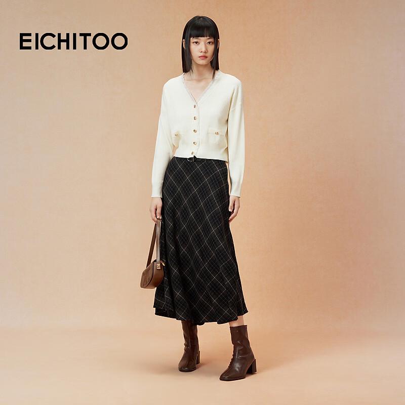 EICHITOO Women's Plaid A-Line Midi Skirt