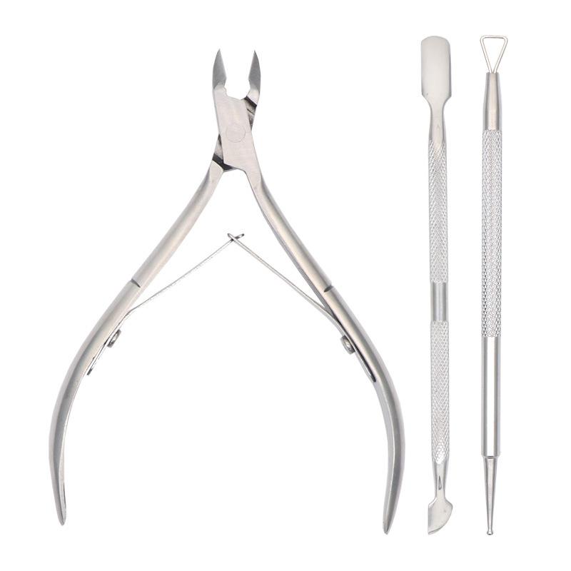 Professional Manicure Set 3Pcs Stainless Steel Nail Cuticle Nipper With Pusher Set Personalized Custom Logo Cuticle Nail Clipper серебряный