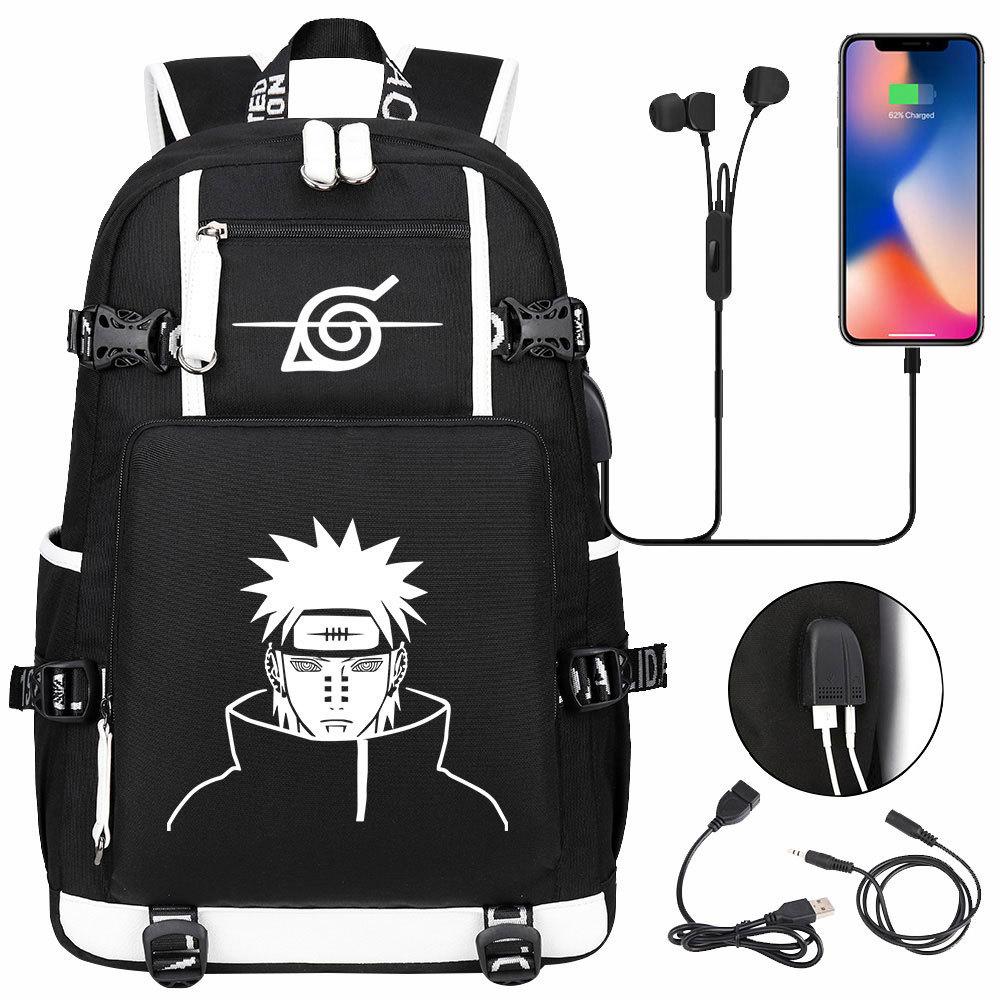 Neuer Naruto-Druck USB Teenager Schüler Schultasche Herren und Damen Freizeit Rucksack mit großer Kapazität Reise Rucksack