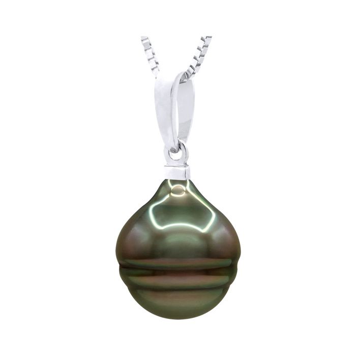 Pendentif - PEARLS & COLORS - Perle de Culture de Tahiti - Argent 925 - Perle 10-11 mm - Qualité A+