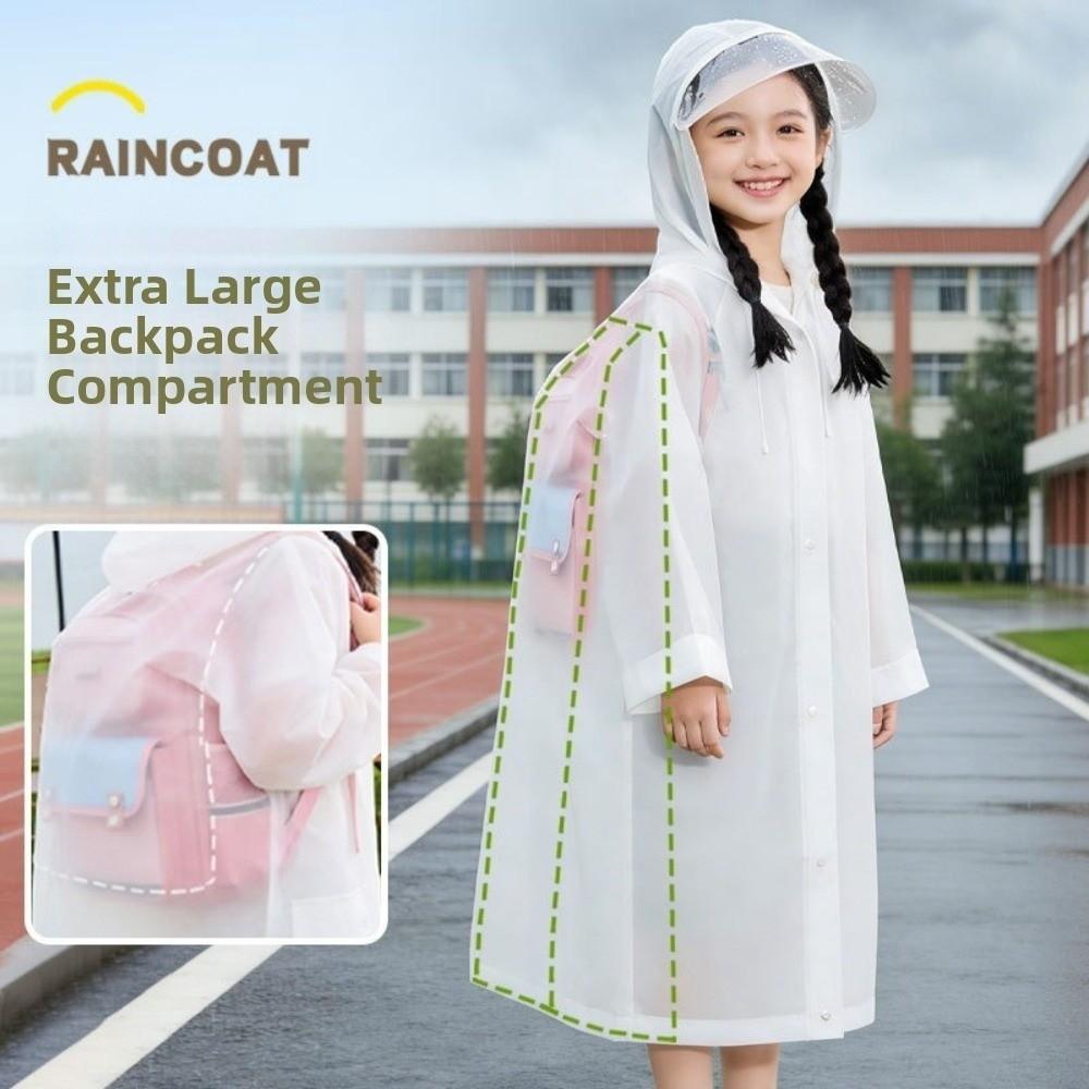PEVA Children Rain Poncho Disposable Student Rainwear Cute Rain Coat Jacket Outdoor Use