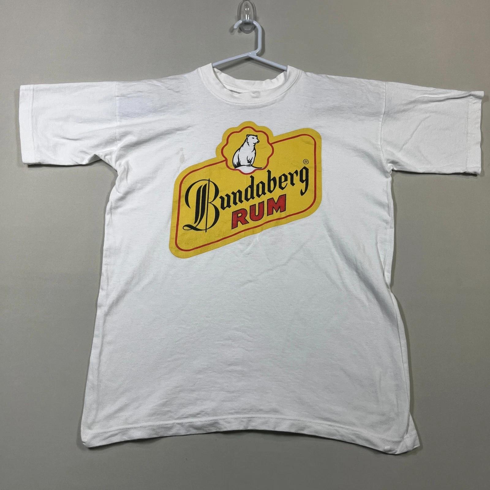 Bundaberg Rum T Shirt Bundy Vintage White Cotton Casual Tee Mens Small S 3XL