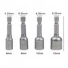 Magnetic Nut Driver Socket Set 4pcs 6 8 10 13mm Hex Shank 14 Inch Drill