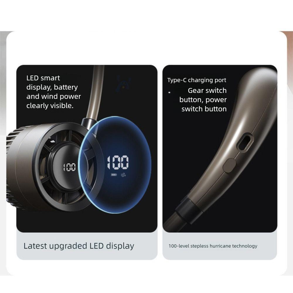 360° Bendable Hanging Neck Fan 4 Speeds Adjustable Wearable Neckband Fan Neck Belt Cooler Gym