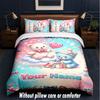 Teddy Bear Theme Custom Text Or Name 3Pcs Bedding Set,1 Flat Sheet & 2 Pillowcases Personalized Home Bedding