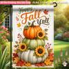 2D Flat, 2D Flat Printing Garden Flag 1pc, Fall Pumpkins Sunflowers Single Sided Polyester Garden Flag, Yard Banner, for Outdoor Home, Seasonal Festiv