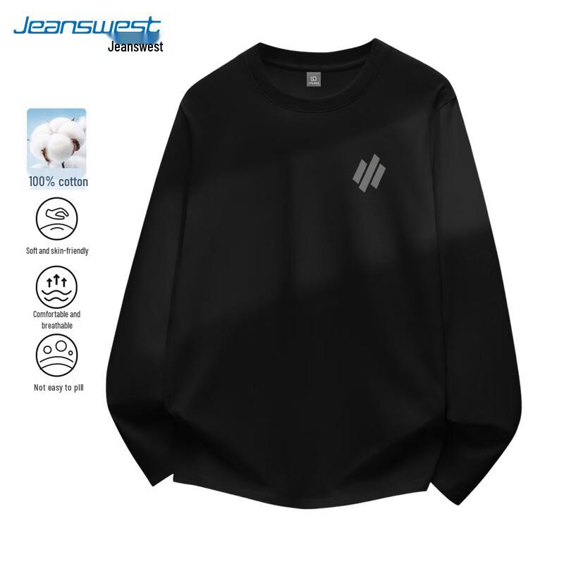 Jeanswest Men's 100% Cotton Loose Fit Long Sleeve T-Shirt