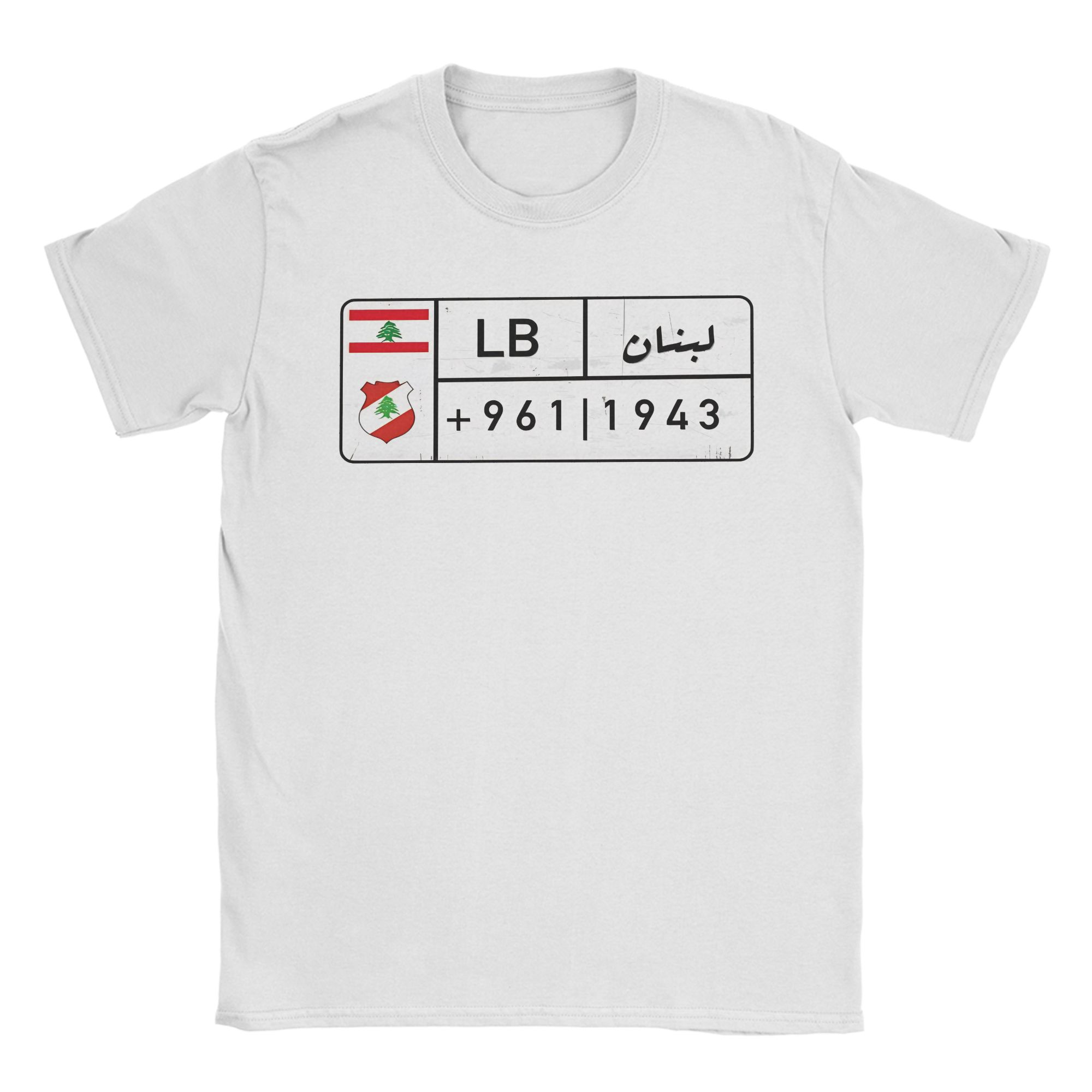 

White Lebanon License Plate T Shirt Trending T-Shirts Short Sleeves Y2K Fun Tops Summer Cotton Oversize Top Tees S разноцветный
