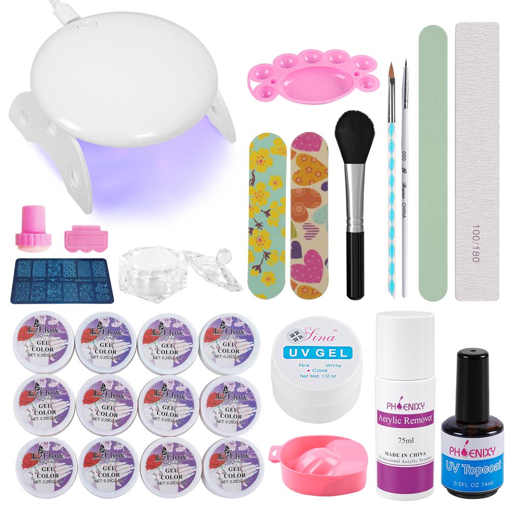 

Набор УФ-гелей PHOENIXY, 12 цветов, с УФ-светодиодной лампой для ногтей - маникюрные инструменты, художественный набор, лак для замачивания, УФ-лампа, гель для дизайна ногтей, маникюрный декор