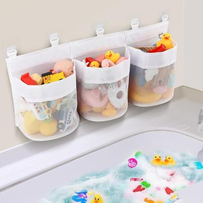 Badezimmer Kinder Spielzeug Aufbewahrungstasche - Mehrkammer Wandhängender Organizer mit Abflusslöchern, Große Kapazität & Schimmelhemmendes Netz