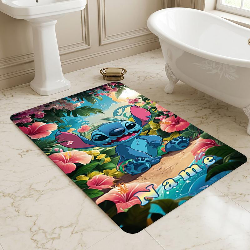 Custom Name Luna's Stitch Living Room Non-Slip Area Rug Soft Carpet for Bedroom Kids Playroom Sofa Office Home Decor Doormat