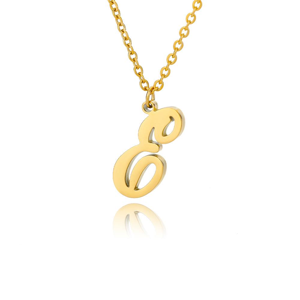 Women Stainless Steel 18K Gold Plated Letter Name Pendant Collarbone Chain