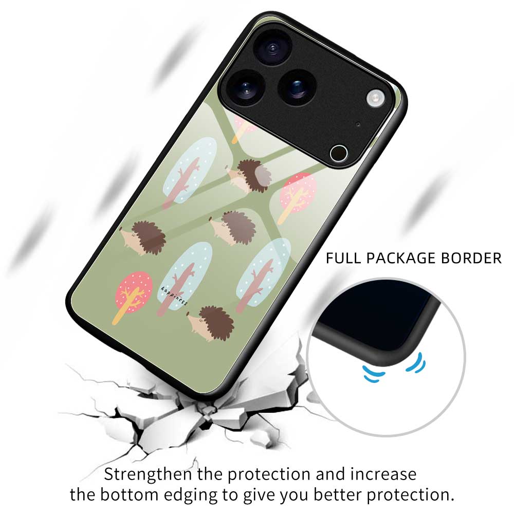 For iPhone 17 Pro Case PC TPU Tempered Glass Pattern Printing Anti Drop Phone Back Cover