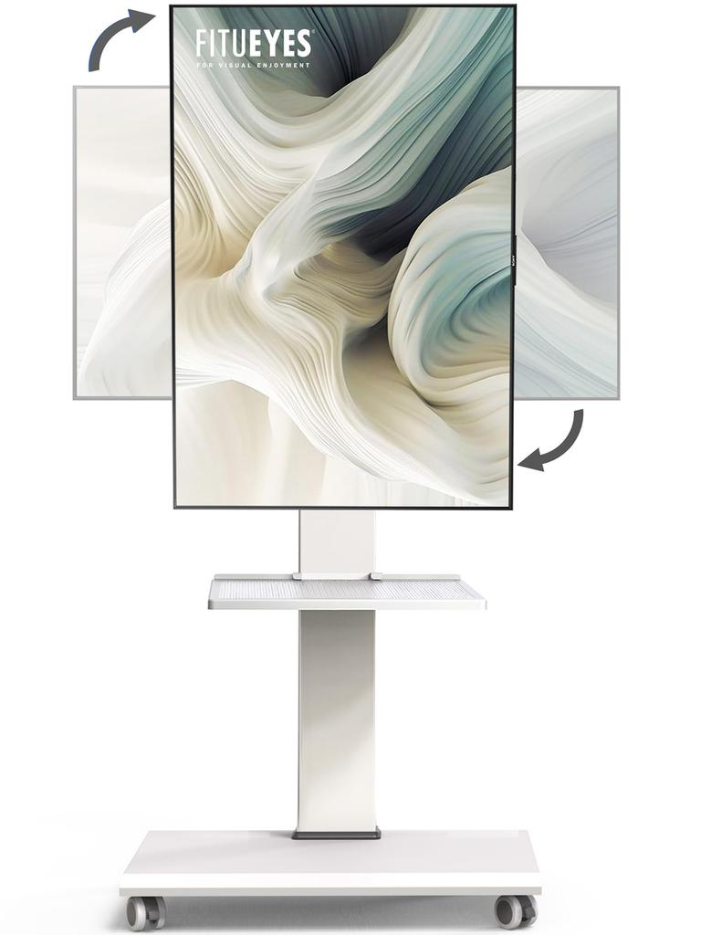 FITUEYES TV TV compatible with inch compatible with both horizontal and vertical height load capacity one middle shelf made of white stand,