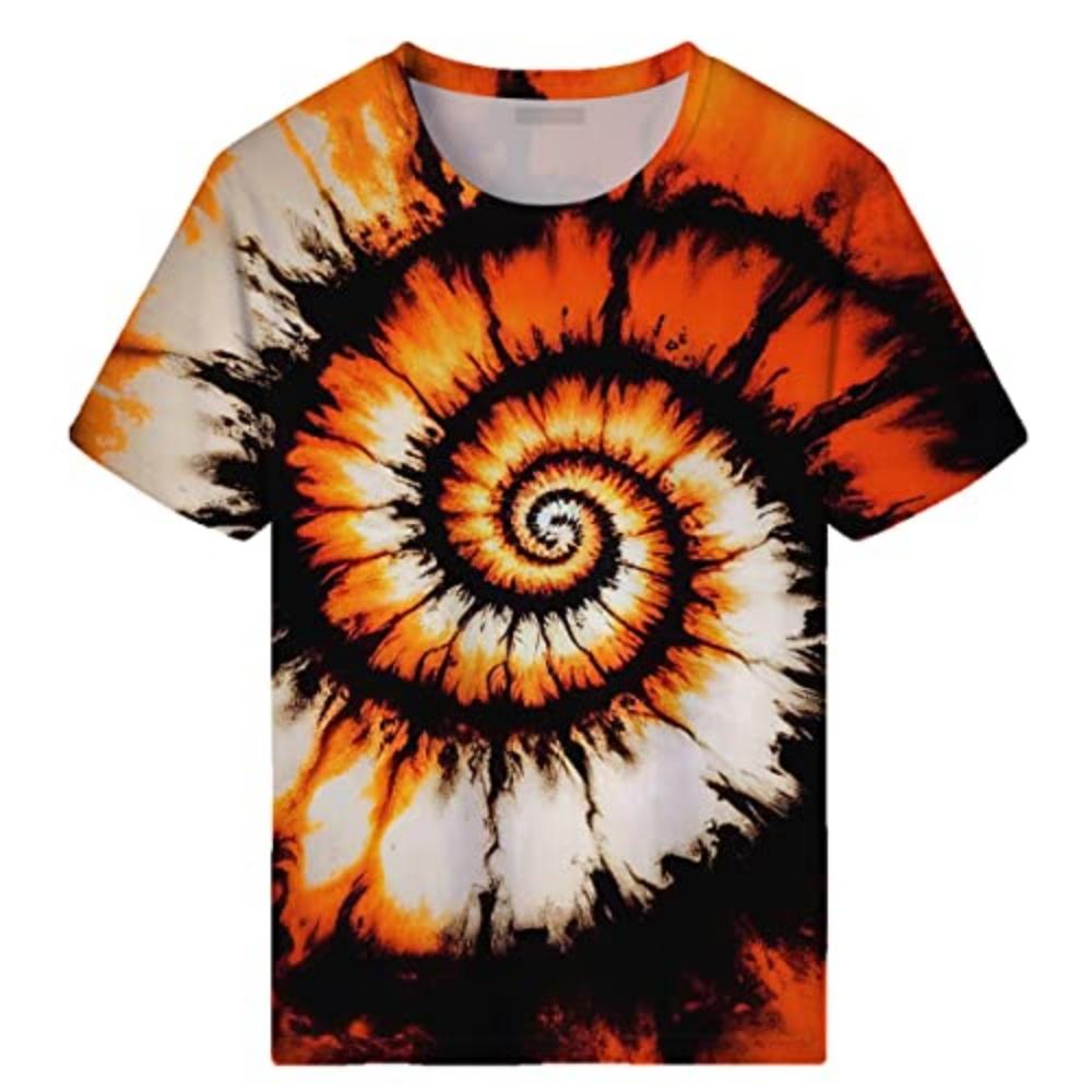 Summer Man T Shirt 3d Printed Tie Dye Style T-Shirts for Men Spiral Streak Print Shirt with Short Sleeves Multiple Options