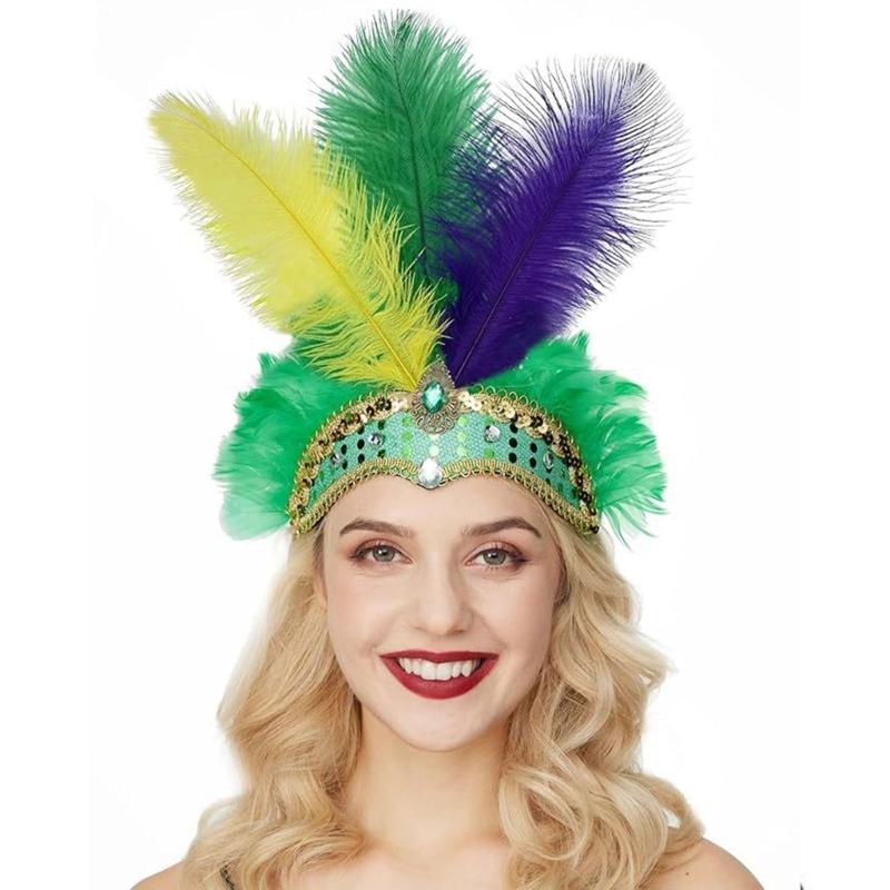 Ostrich Headdress Halloween Headwear Fascinator Decorative Headbands Unique for Women Party Costume