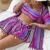 Trend Bedruckter Nacken-Sling Bikini Split Set