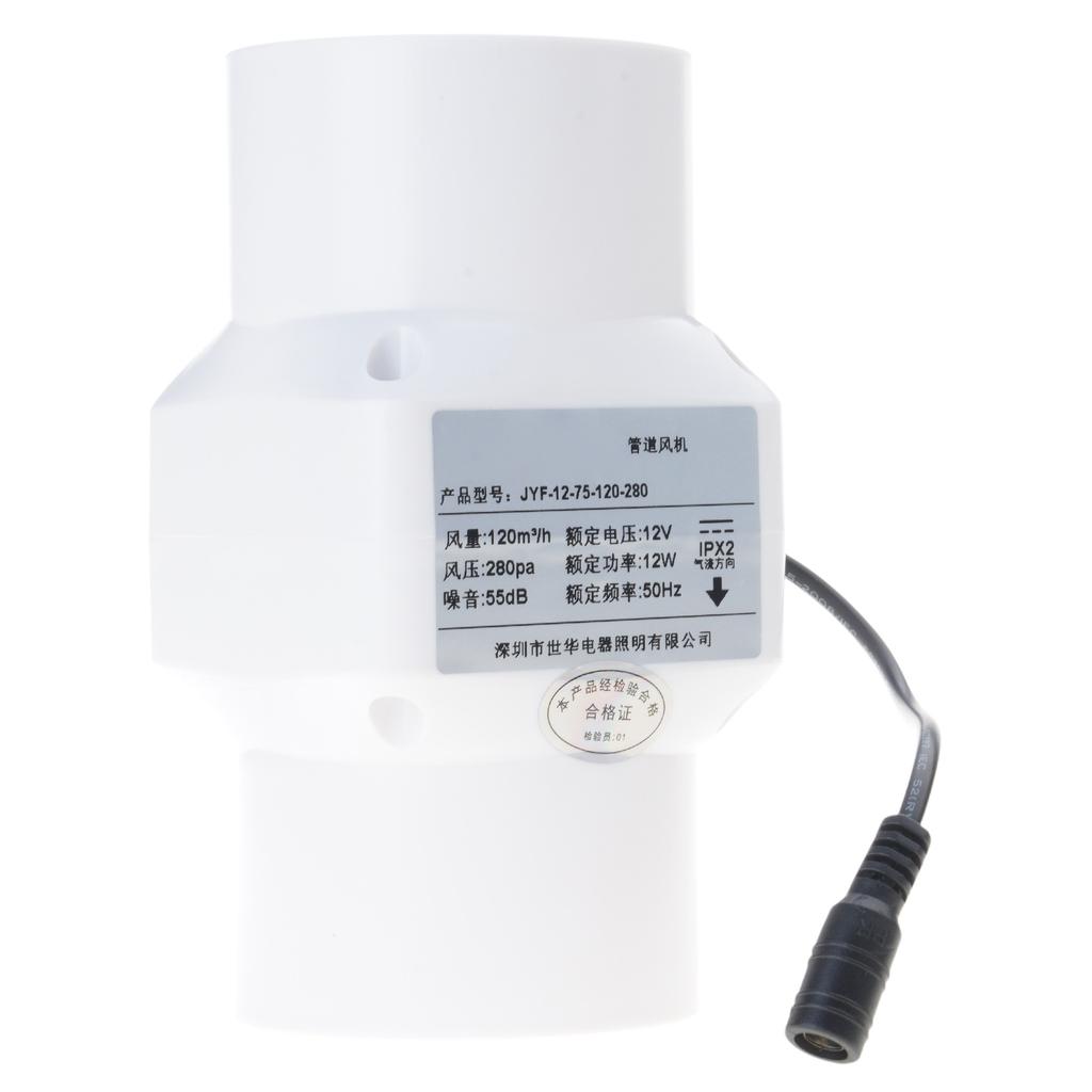 Inline Duct Fan 12V 10W Silent Exhaust Blower Quiet Air Circulation Fan Simple Use for Hydroponic Tent & Small Spaces