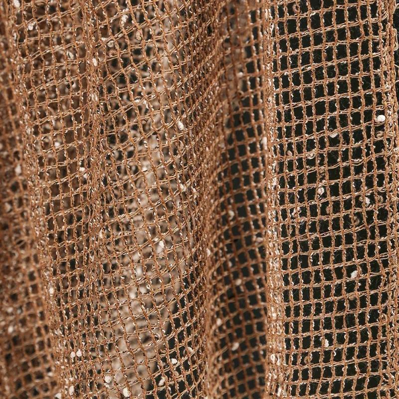 140X50Cm Brown Caramel Texture Mesh Fabric Reconstructed Fish Mesh Hollow Out See Through Yarn Dress Clothing Designer Fabric