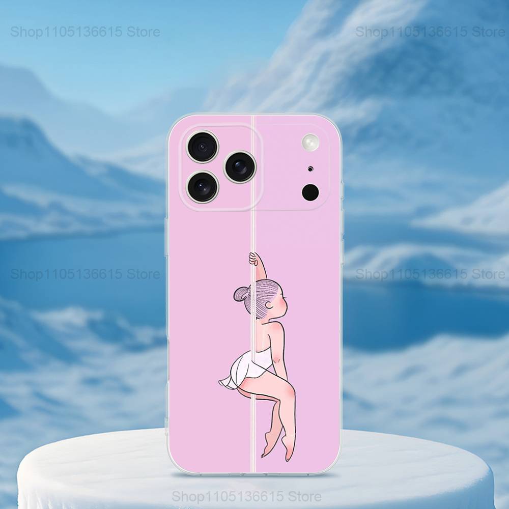 Ballet Art Girl Cute Case For iPhone 17,11,12,13,16,14,15,Pro,Max,Plus,X,XS,XR,SE,Mini Transparent Soft Silicone