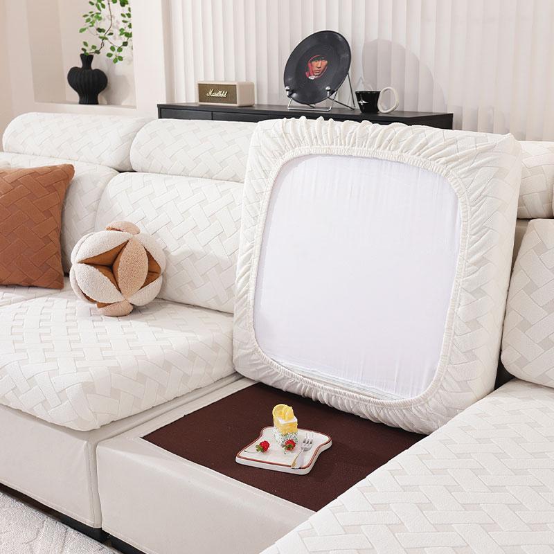 Lanmolife 1Pc Elastic Sofa Seat Cushion Cover Thick Jacquard Sofa Seat Protector Removable Cleaning Combination Sofa Covers
