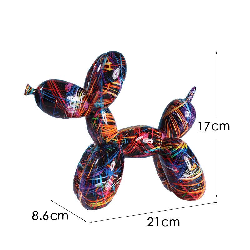 Plaid Balloon Dog Ornaments: Black & White Resin Decor for TV Cabinets & Living Rooms