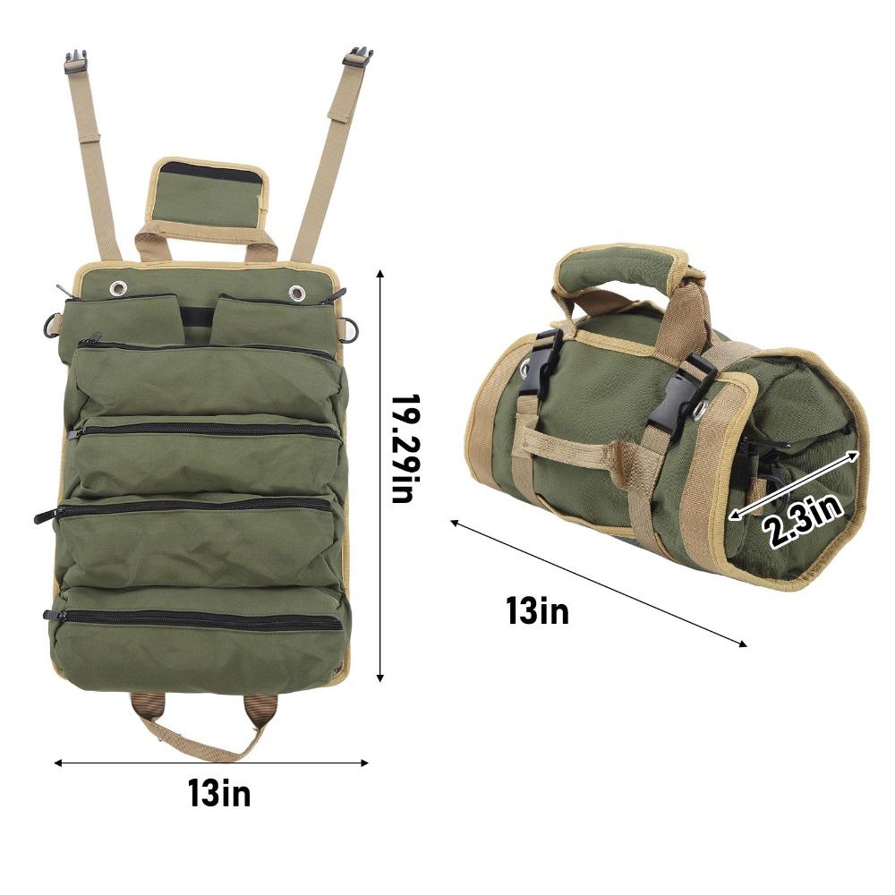 Oxford Cloth Roll Up Tool Bag Separate Pockets Portable Tool Storage Bag  Gardening